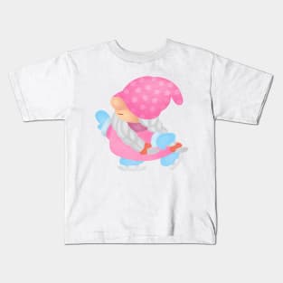 Cute gnome is ice skating happily Kids T-Shirt